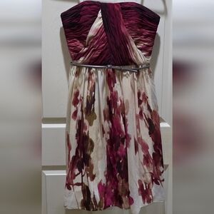 Donna Morgan Strapless Burgundy and Cream Dress